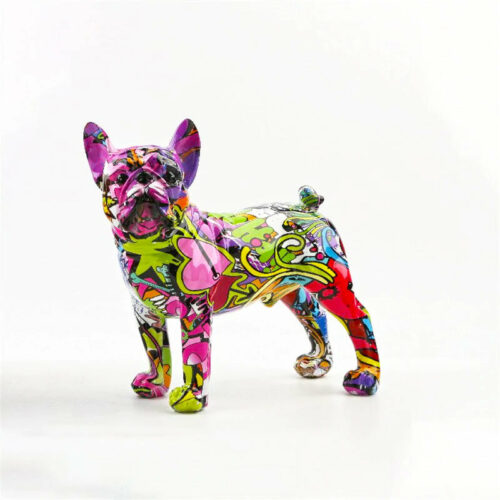 Alternative view of French Bulldog Graffiti Painted Statue