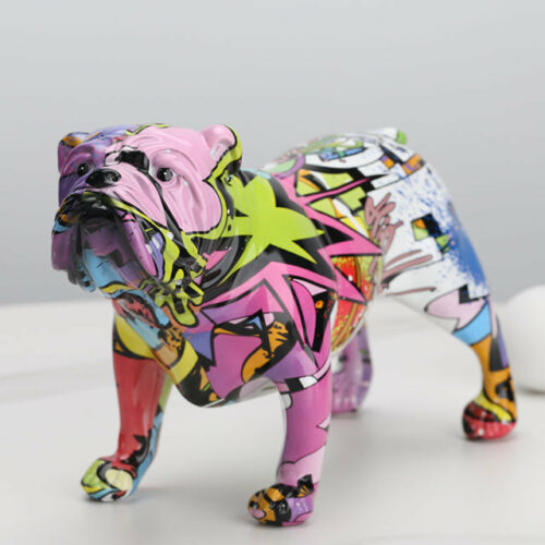 Alternative view of English Bulldog Graffiti Painted Statue