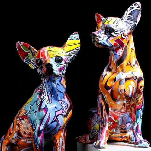 Alternative view of Chihuahua Graffiti Painted Statue